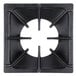 A black square Cooking Performance Group gas burner grate with a circle in the middle.