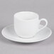 A 10 Strawberry Street white porcelain espresso cup with saucer on a white background.