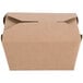 A brown Fold-Pak Bio-Plus Earth take-out box with a lid.