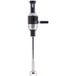 A close-up of a silver and black KitchenAid 400 Series immersion blender.