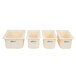 Three white rectangular plastic containers with lids.