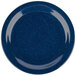 A Carlisle Dallas Ware cafe blue melamine plate with a speckled surface.