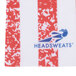 A white Headsweats headband with a red and blue American flag design.