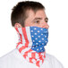 A man wearing a Headsweats American Flag Ultra Band as a bandana over his face.