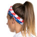 A woman wearing a Headsweats American Flag headband.