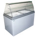 An Excellence ice cream dipping cabinet with a glass top over a white and gray interior.
