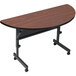 Correll Deluxe Half Round Flip Top Table, 24" x 48" High Pressure Adjustable Height, Walnut Main Thumbnail 1