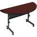 Correll Deluxe Half Round Flip Top Table, 24" x 48" High Pressure Adjustable Height, Cherry Main Thumbnail 1
