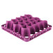 A purple plastic Carlisle glass rack extender with six compartments.