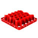 A red plastic Carlisle OptiClean glass rack extender with 30 compartments.