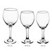 Three Acopa Bouquet wine glasses with measurements on a white background.