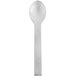 A silver cocktail spoon with a white handle.