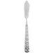 A 10 Strawberry Street Dubai silver butter knife with a black handle.