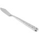 A silver 10 Strawberry Street Dubai butter knife with a design on the handle.