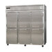 A Continental Refrigerator 3RFF-SS-HD with two stainless steel half doors and two drawers.