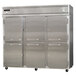 A large stainless steel Continental Refrigerator with four half doors.