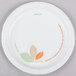A white Bare by Solo paper plate with leaves on it.