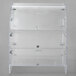 A clear acrylic bakery case with three shelves.