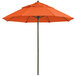 Grosfillex 98301931 Windmaster 7 1/2' Orange Fiberglass Umbrella with 1 1/2" Aluminum Pole Main Thumbnail 2