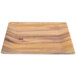 A Tablecraft square acacia wood melamine tray with a wooden surface and handles.