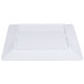 A white square Tablecraft melamine tray with a acacia wood design on a white background.