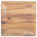 A Tablecraft square acacia wood melamine tray with a wood surface.