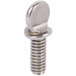 A close-up of a stainless steel Garde thumb screw.