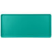 A rectangular mint green MFG Fiberglass display tray with a white border.