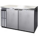 A stainless steel Continental Back Bar Refrigerator with two doors.