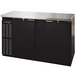 A black rectangular Continental Back Bar Refrigerator with two solid doors.