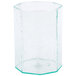 A clear glass container with a white background.