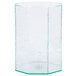 A clear rectangular glass container with a hole in the middle.