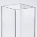 An acrylic ice chamber for a beverage dispenser with a clear box and a thin strip.