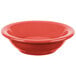 A red Libbey Cantina porcelain fruit bowl with a white background.