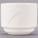 A Libbey ivory porcelain bouillon bowl with a wavy design.