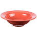 A white Libbey porcelain bowl with a red rim.