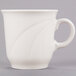 A Libbey ivory porcelain tall tea cup with a curved handle.