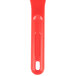 A red plastic sandwich spreader with a handle.