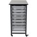 A grey and black Luxor mobile storage unit with drawers.