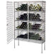 A Metro ED57C metal rack with bottles of wine on a Metro wine rack.