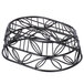 An American Metalcraft black wrought iron oval basket with a leaf design.