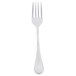 A silver Libbey stainless steel salad fork with a white background.