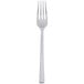 A stainless steel Libbey Briossa dinner fork with a silver handle.