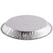 A round silver D&W Fine Pack foil pie pan with a circular pattern.