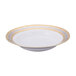 A white porcelain bowl with a gold rim.