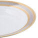 A 10 Strawberry Street Elegance porcelain rim soup bowl with white and gold details.