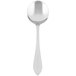 A silver World Tableware Sonata bouillon spoon with a long handle.