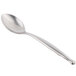 A World Tableware stainless steel dessert spoon with a handle.