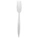 A Libbey stainless steel dinner fork with a white background.