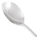 A close-up of a Libbey stainless steel bouillon spoon with a silver handle.